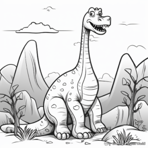 Brachiosaurus in Nature Setting Coloring Pages 3