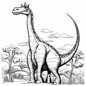 Brachiosaurus with Other Dinosaurs Coloring Pages 2