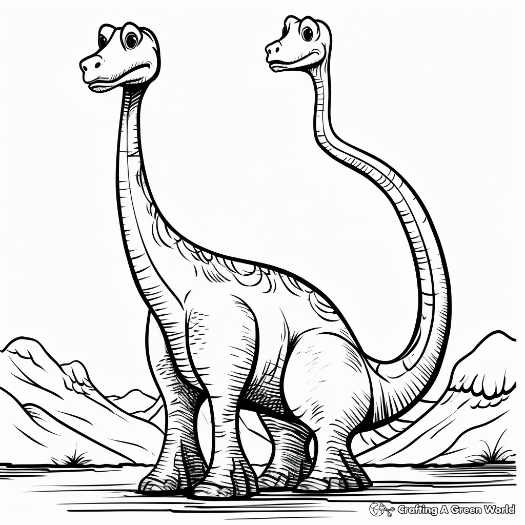 Brachiosaurus with Other Dinosaurs Coloring Pages 3