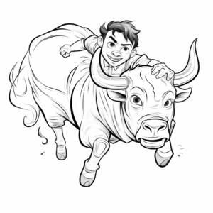 Brave Matador and Bull Coloring Pages 1