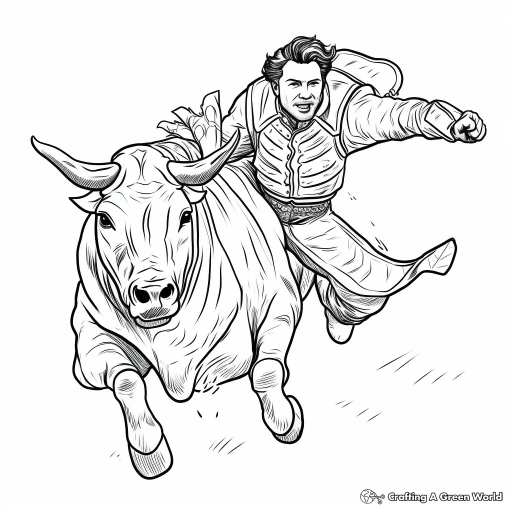 Brave Matador and Bull Coloring Pages 3