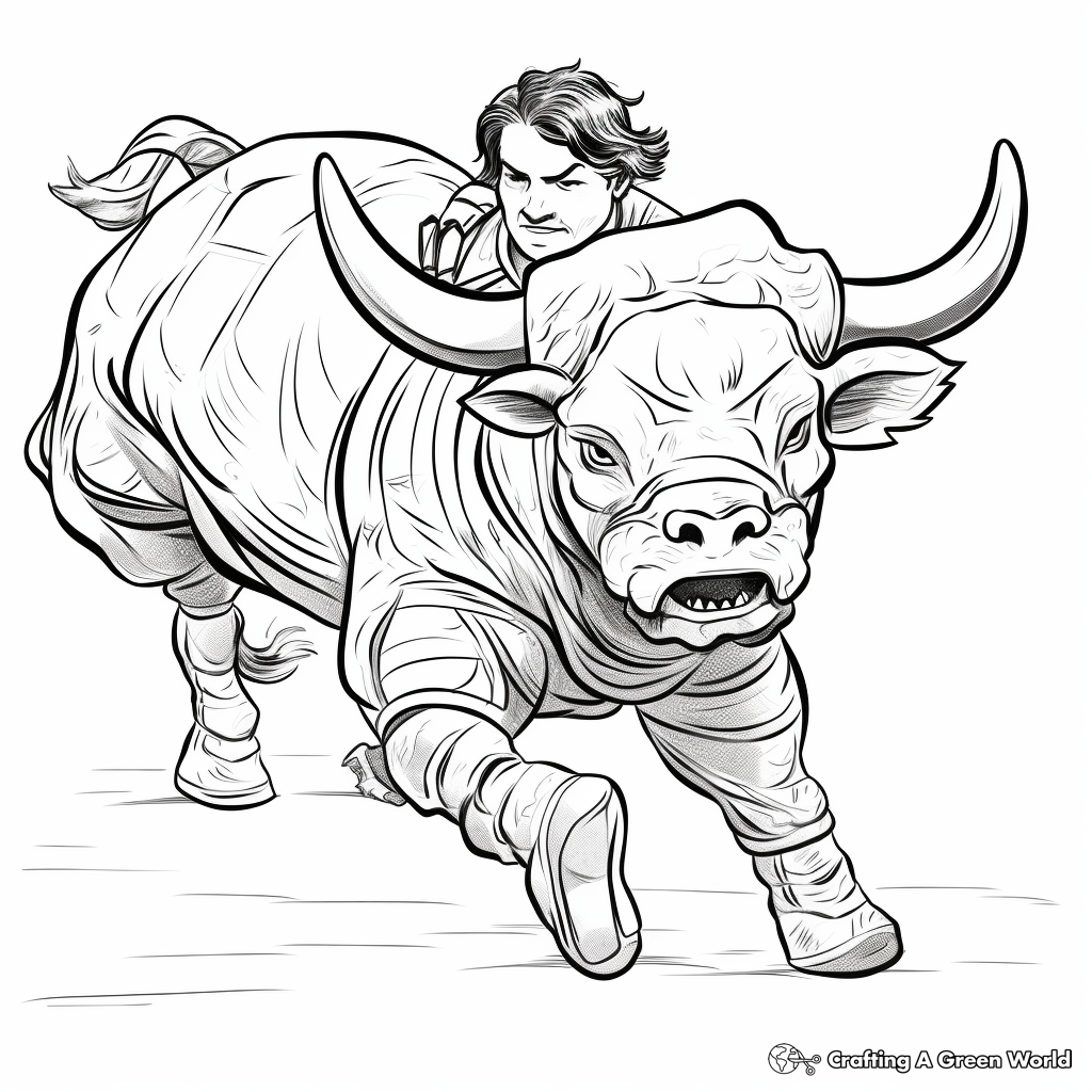 Brave Matador and Bull Coloring Pages 4