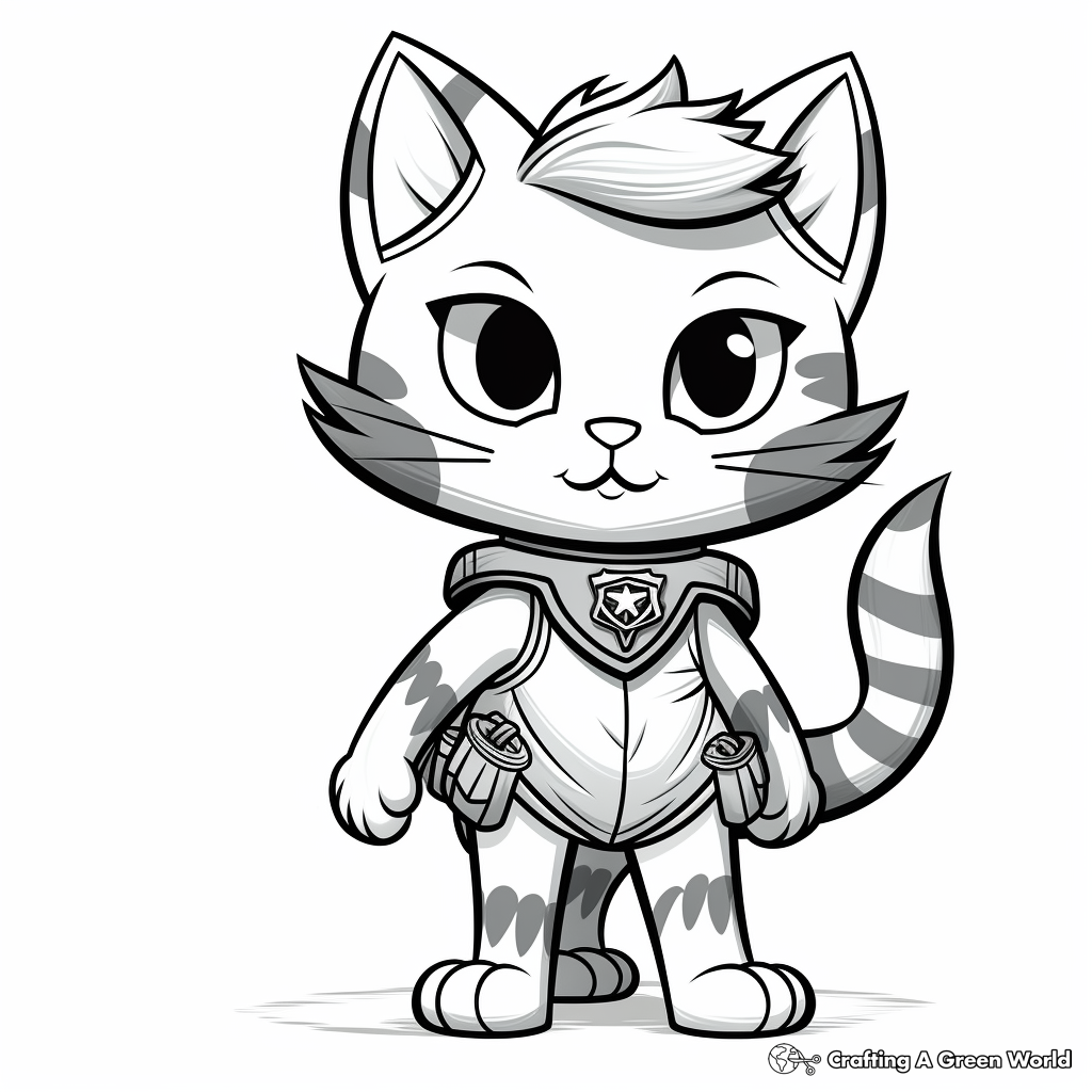 Brave Police Kitty Coloring Pages 2