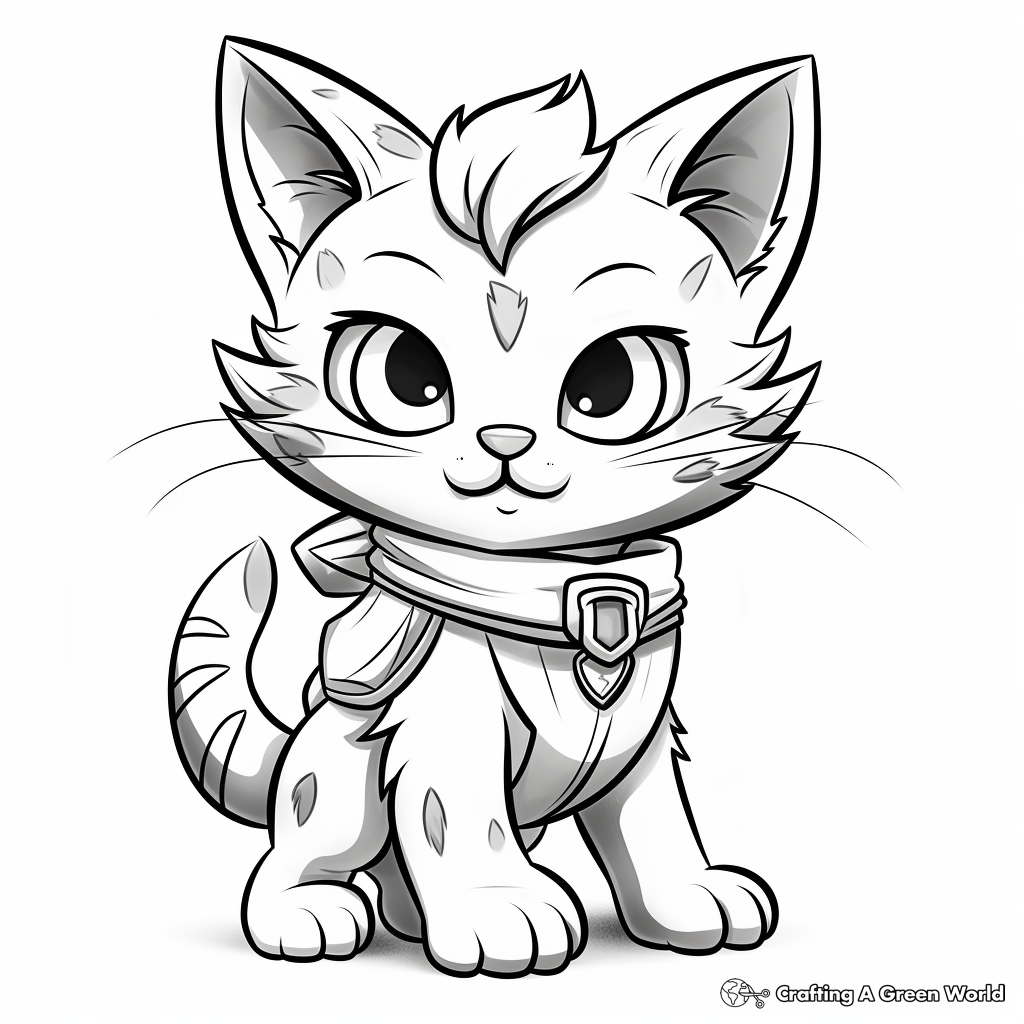 Brave Police Kitty Coloring Pages 3