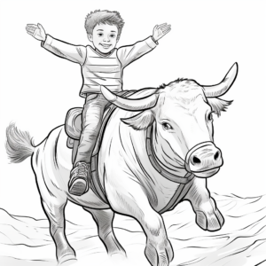 Breathtaking Bull Riding Stunts Coloring Pages 2