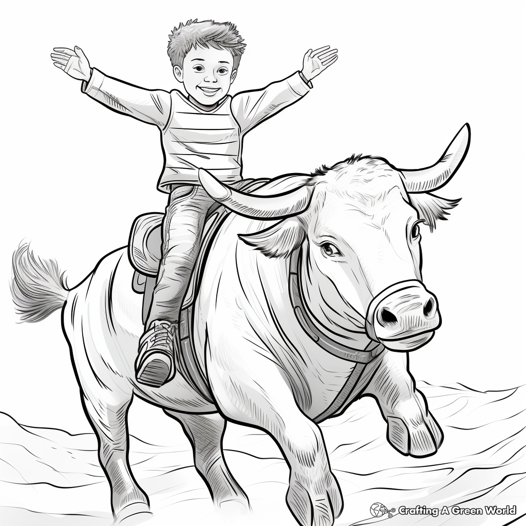 Breathtaking Bull Riding Stunts Coloring Pages 2