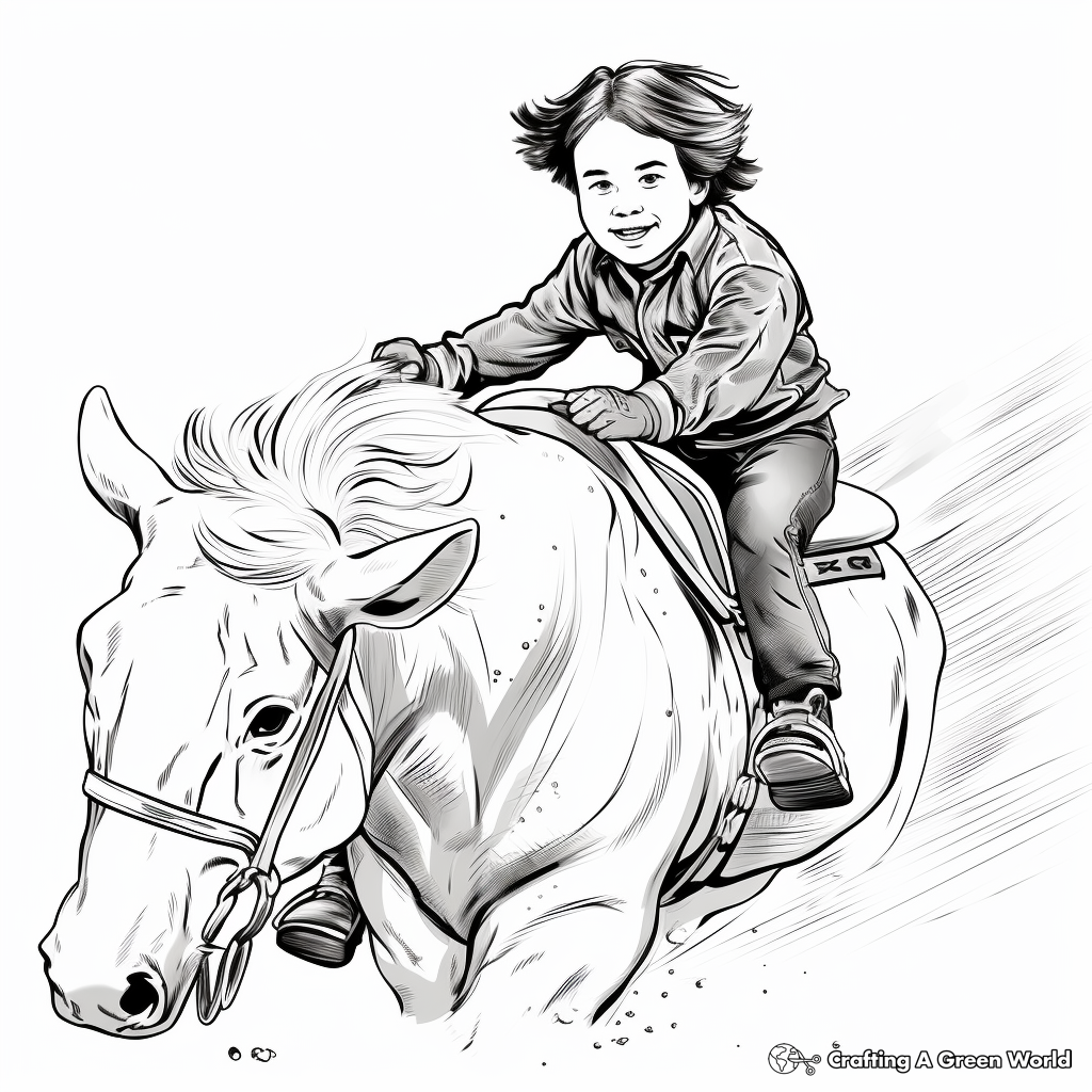 Breathtaking Bull Riding Stunts Coloring Pages 3