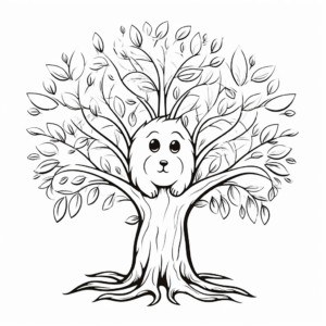 Breathtaking Bunny and Willow Tree Coloring Pages for Adults 2