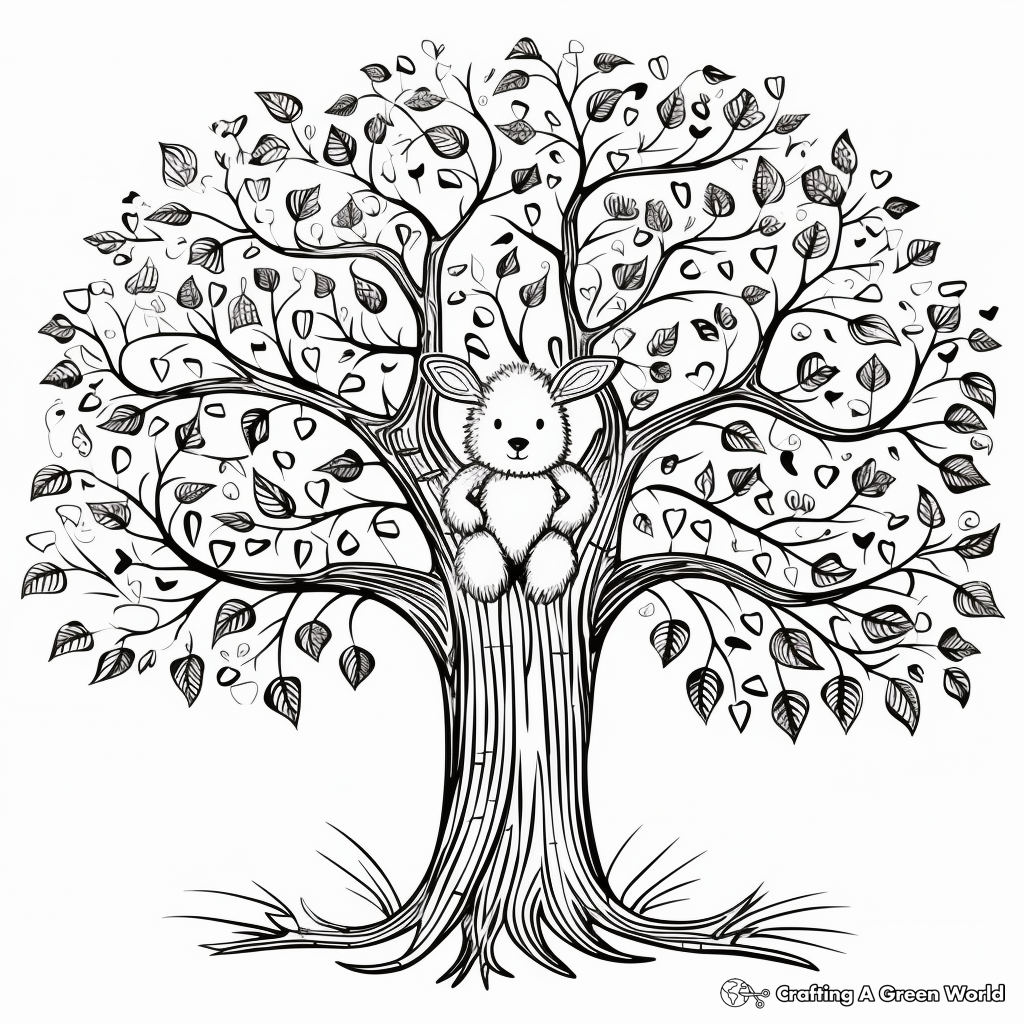 Breathtaking Bunny and Willow Tree Coloring Pages for Adults 3