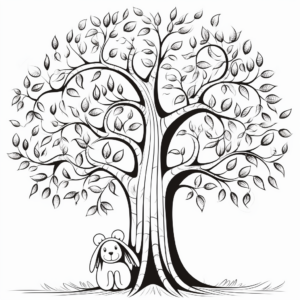 Breathtaking Bunny and Willow Tree Coloring Pages for Adults 4