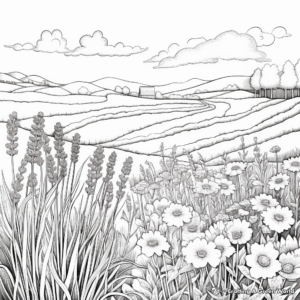 Breathtaking Lavender Fields Coloring Pages 1