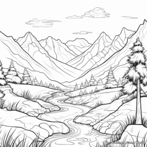Breathtaking Mountain and Valleys Creation Coloring Pages 1