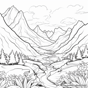 Breathtaking Mountain and Valleys Creation Coloring Pages 2