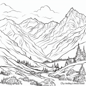 Breathtaking Mountain and Valleys Creation Coloring Pages 3