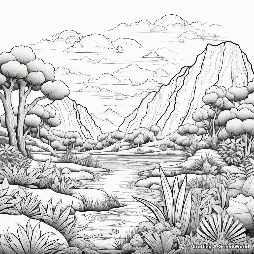 Breathtaking Nature Landscapes Coloring Pages 4