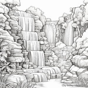Breathtaking Rainbow over Waterfall Coloring Pages 3