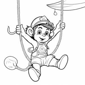 Breathtaking Trapeze Circus Monkey Coloring Pages 3