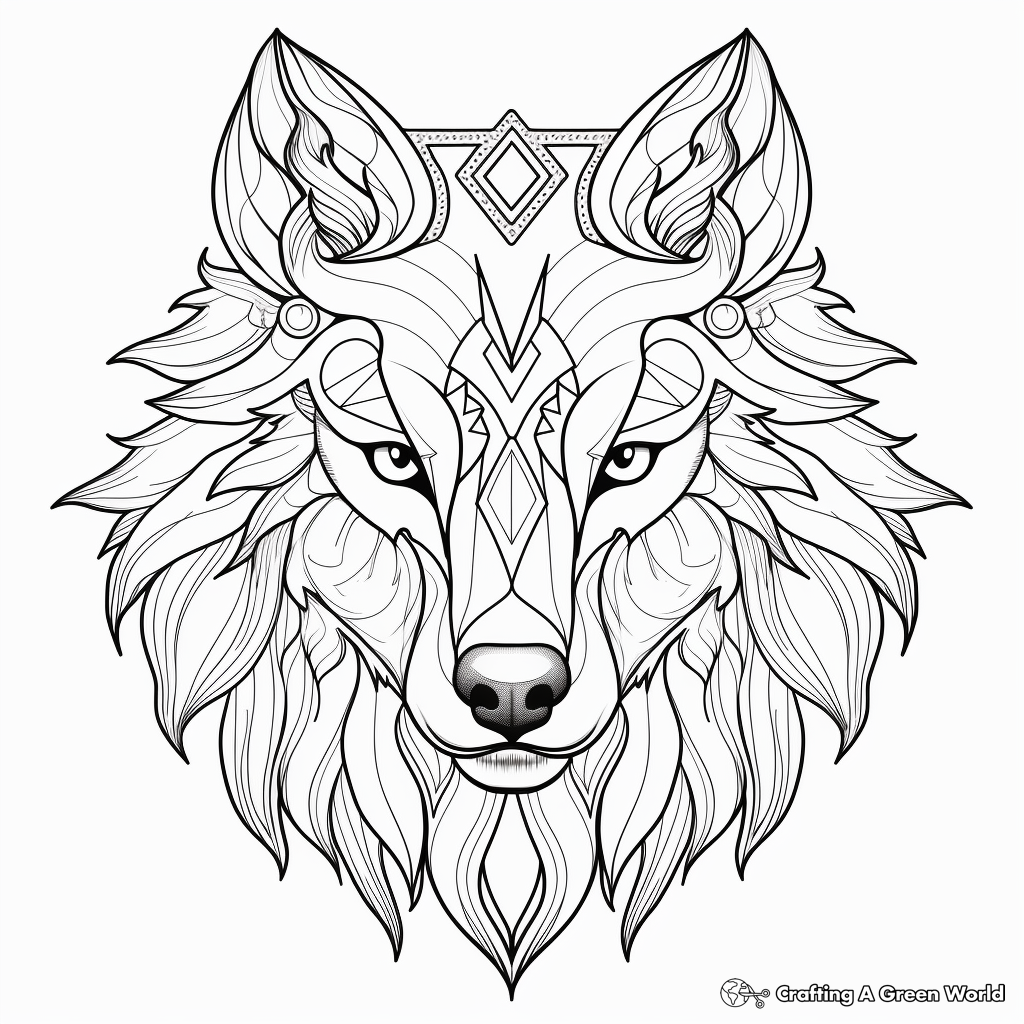 Breathtaking Wolf Face Coloring Pages 2