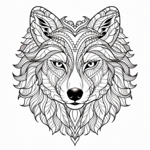 Breathtaking Wolf Face Coloring Pages 3