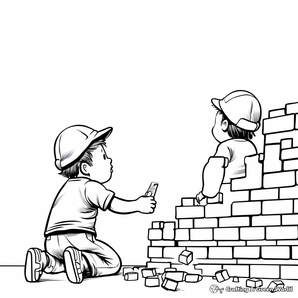 Brick Wall Construction Coloring Pages for Toddlers 2