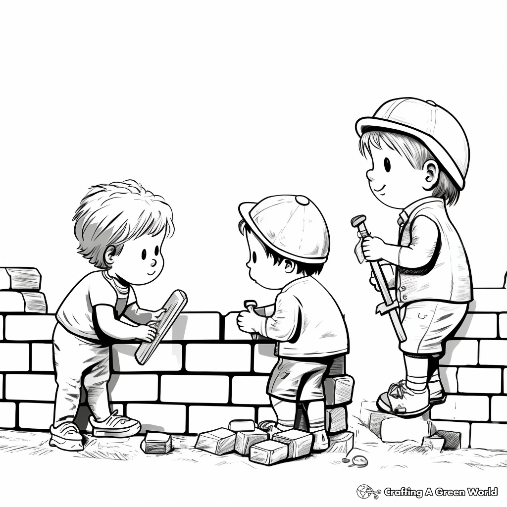 Brick Wall Construction Coloring Pages for Toddlers 3