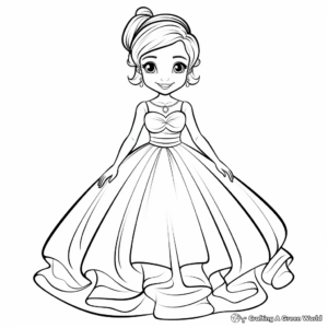 Bridal Ball Gown Dress Coloring Pages for Coloring Enthusiasts 1