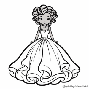 Bridal Ball Gown Dress Coloring Pages for Coloring Enthusiasts 3