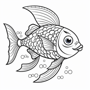 Bright and Colorful Rainbow Fish Cartoon Coloring Pages 1