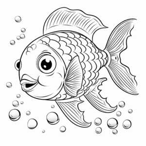 Bright and Colorful Rainbow Fish Cartoon Coloring Pages 2