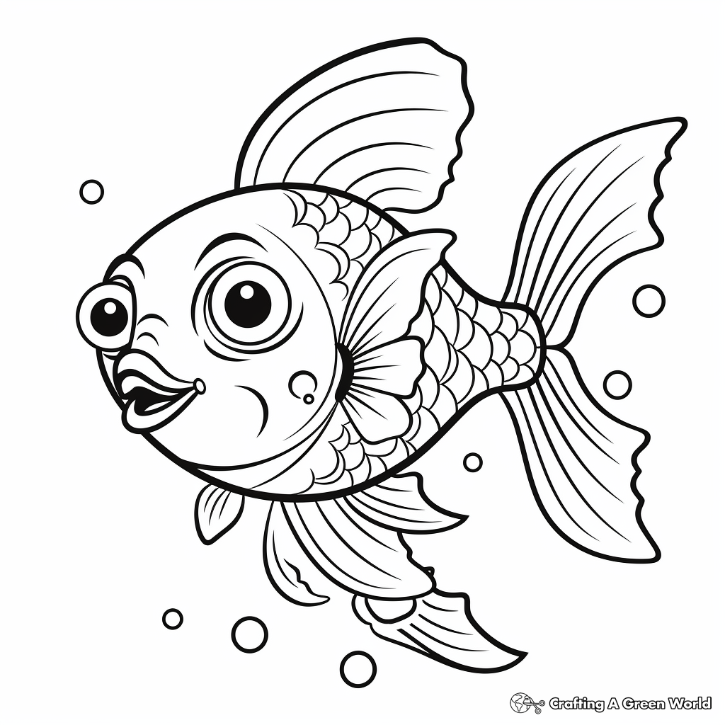 Bright and Colorful Rainbow Fish Cartoon Coloring Pages 3