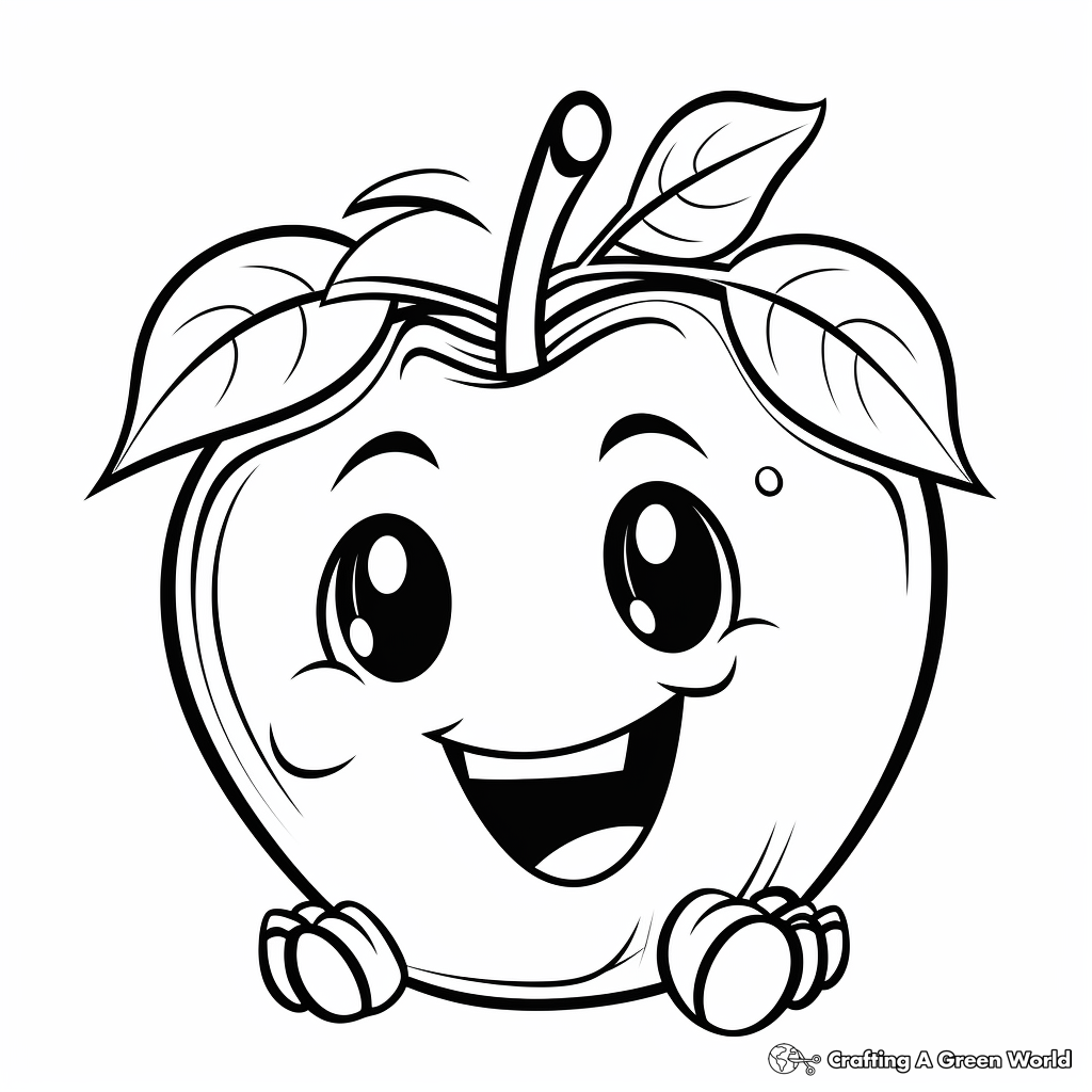 Bright and Happy Apple Coloring Pages for Kids 2