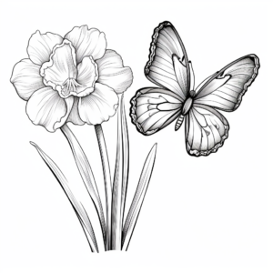 Bright Half Butterfly, Half Daffodil Coloring Pages 1