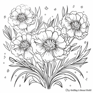 Bright Peony Fireworks Coloring Sheets 1