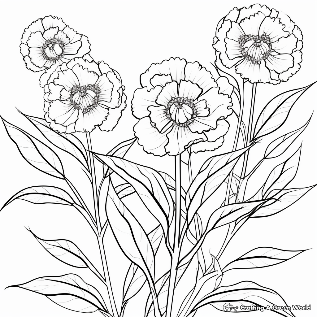 Bright Peony Fireworks Coloring Sheets 2