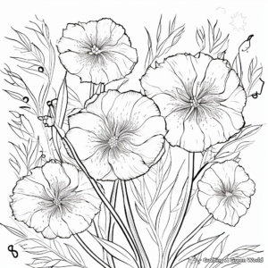 Bright Peony Fireworks Coloring Sheets 4