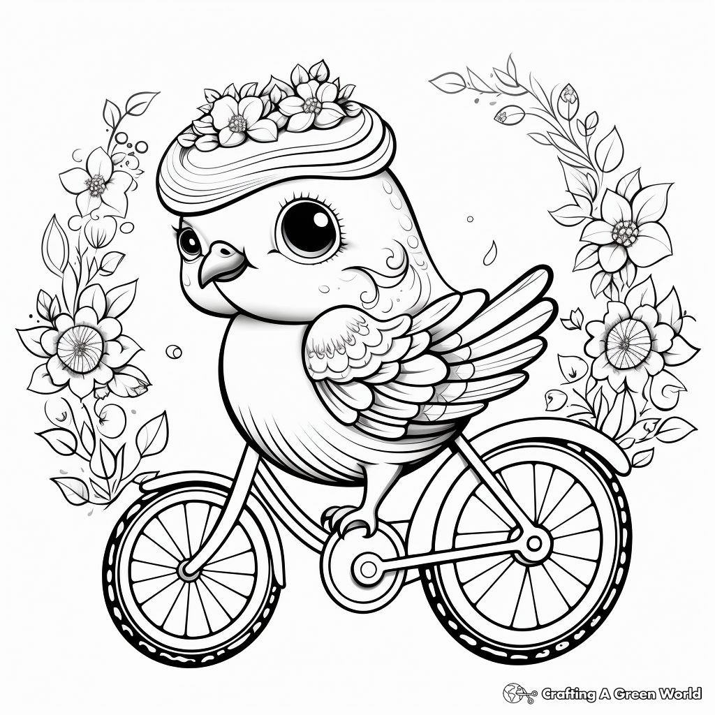 Bright Rainbow and Birds Scene Coloring Pages 3
