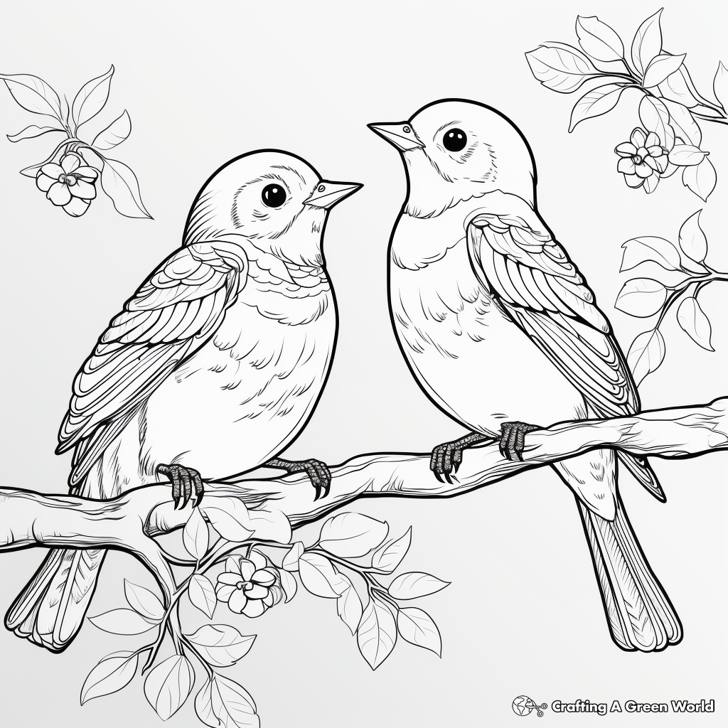 Bright Rainbow and Birds Scene Coloring Pages 4