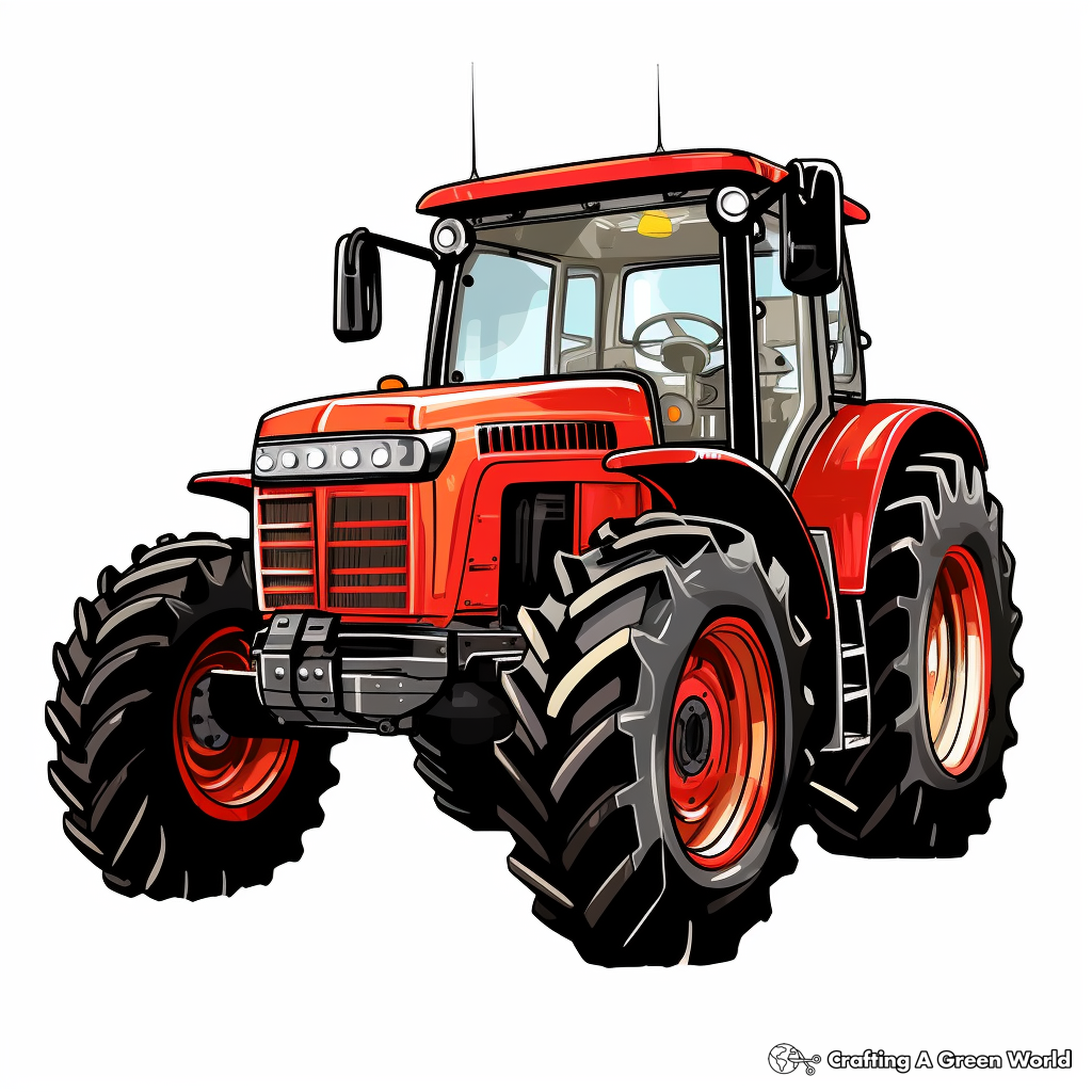 Bright Red Mahindra Tractor Coloring Pages 3