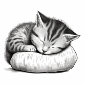 British Shorthair Kitten Asleep Coloring Pages 3