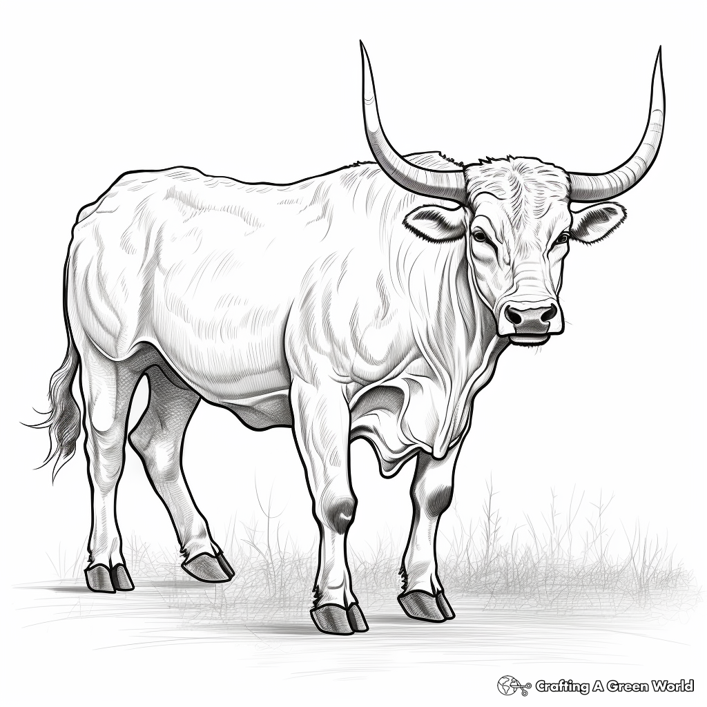 Broad-Horned Texas Longhorn Bull Coloring Pages 2