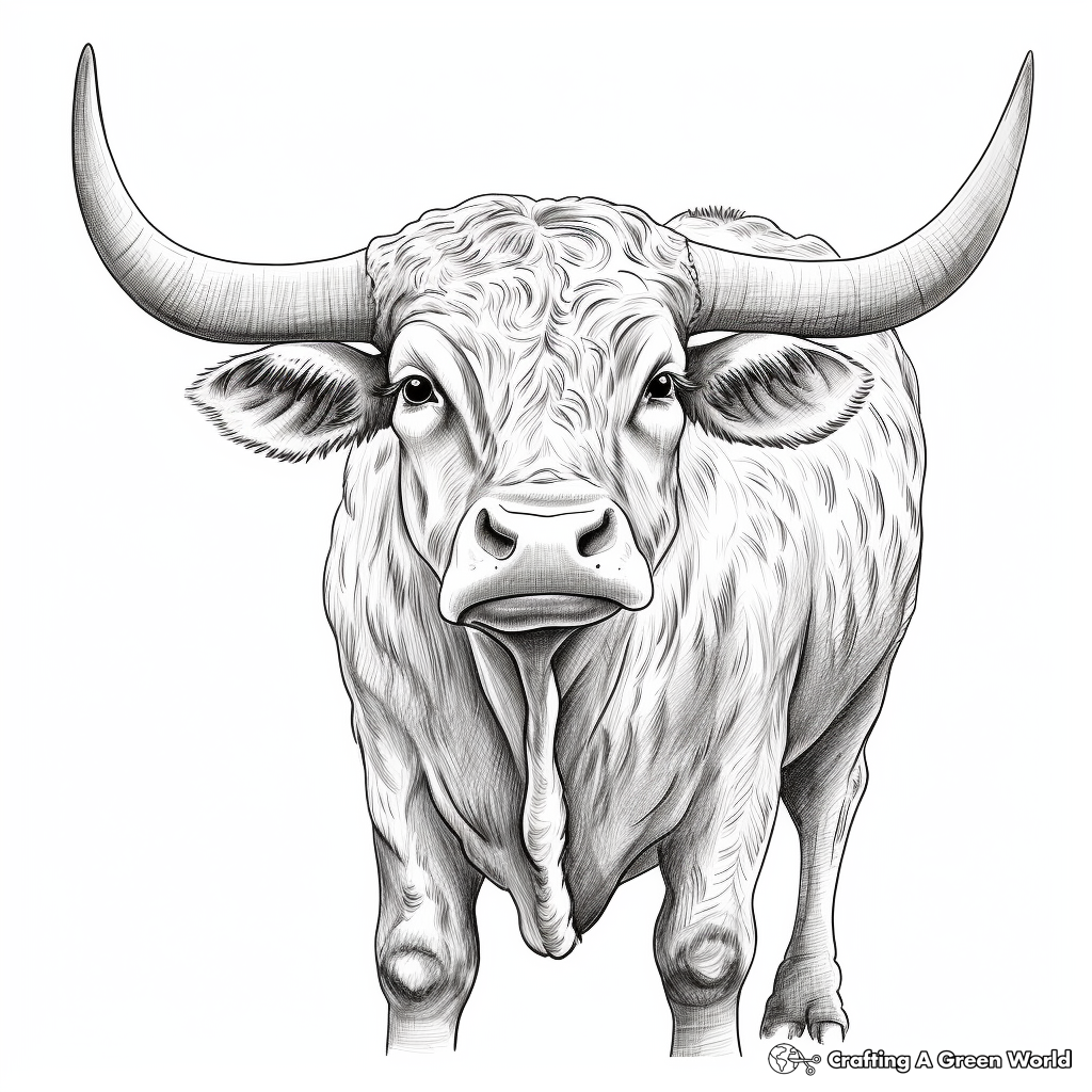 Broad-Horned Texas Longhorn Bull Coloring Pages 3