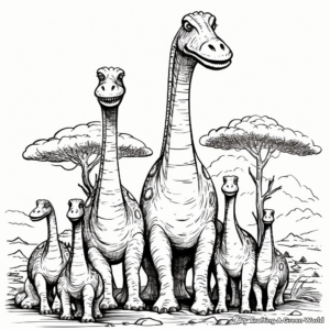 Brontosaurus Dinosaur Family Coloring Pages 3