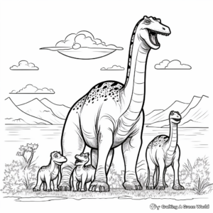 Brontosaurus Dinosaur Family Coloring Pages 4