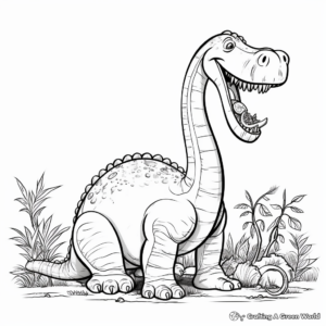 Brontosaurus Eating Plant Coloring Pages 1