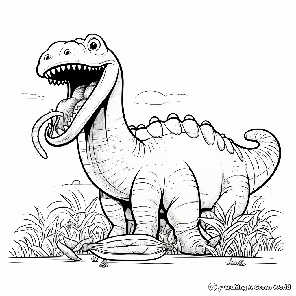 Brontosaurus Eating Plant Coloring Pages 2