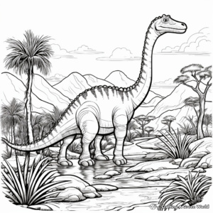 Brontosaurus in their Habitat Coloring Pages 2