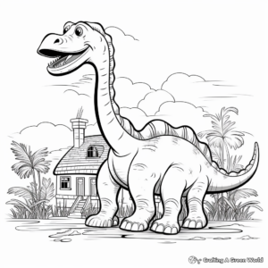 Brontosaurus in their Habitat Coloring Pages 4