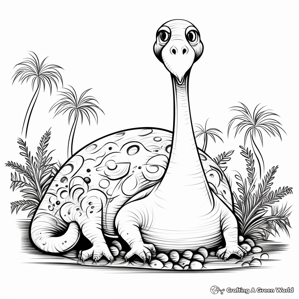 Brontosaurus Nesting Coloring Pages 1