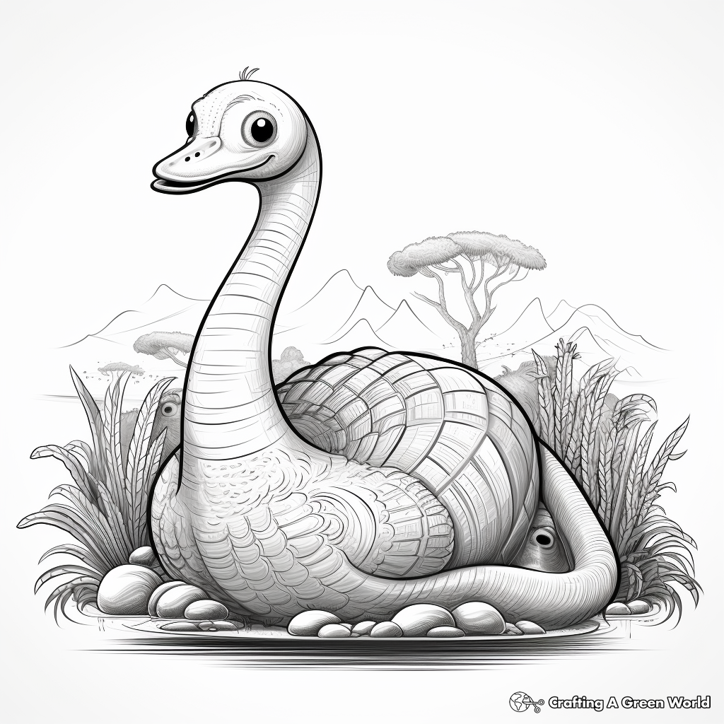Brontosaurus Nesting Coloring Pages 3