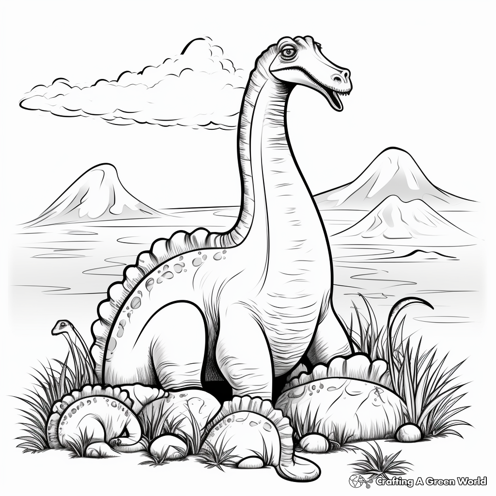Brontosaurus Nesting Coloring Pages 4